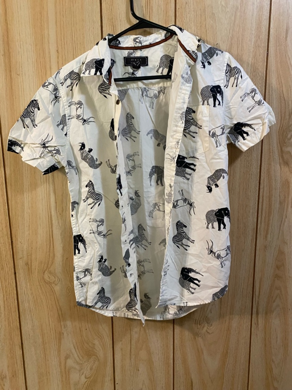 21MEN Black & White Animal Print Short Sleeve Shirt